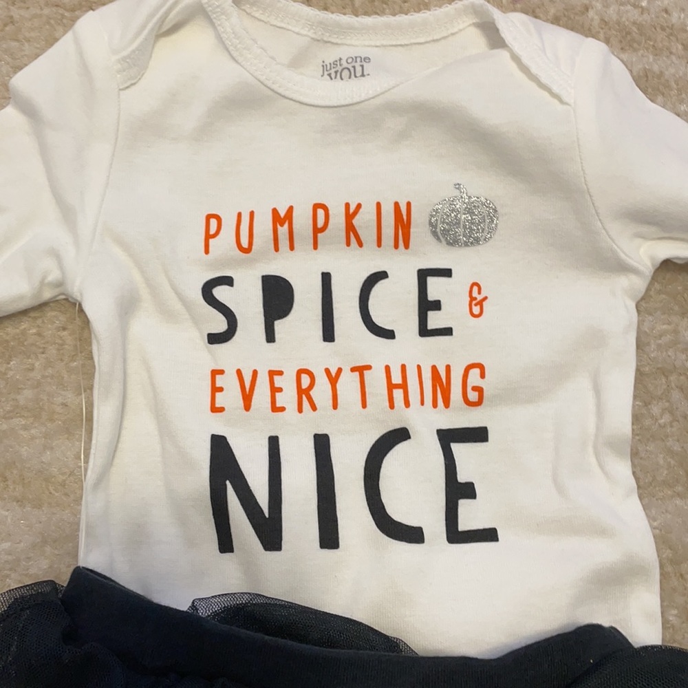 NWT Carters Baby Girl Halloween Pumpkin spice and everything outfit with tutu - Picture 2 of 6